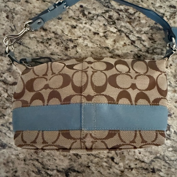 Coach Brown and Blue Small Bag with Signature Monogram - Picture 3 of 6